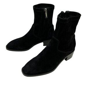 Aquatalia Reeta Suede Square Toe Side Zip Ankle Booties Womens 5 Made In Italy N